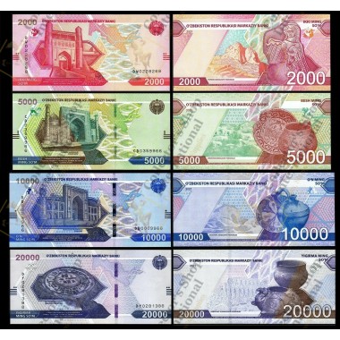 Uzbekistan set of 4 notes,...