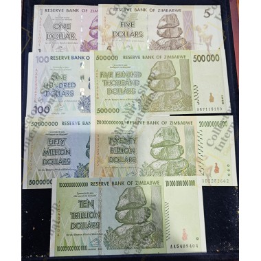 Zimbabwe set of 7 notes 7,...