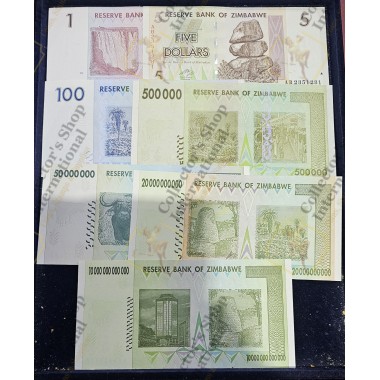 Zimbabwe set of 7 notes 7,...