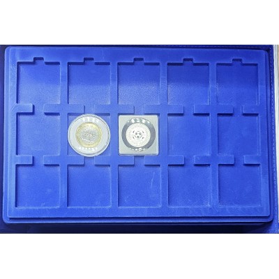 Blue velvet tray with 15...