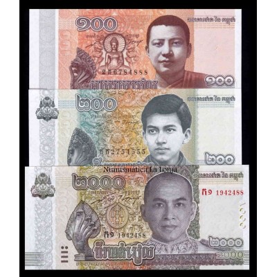 Cambodia 100-200-2000 Riels...