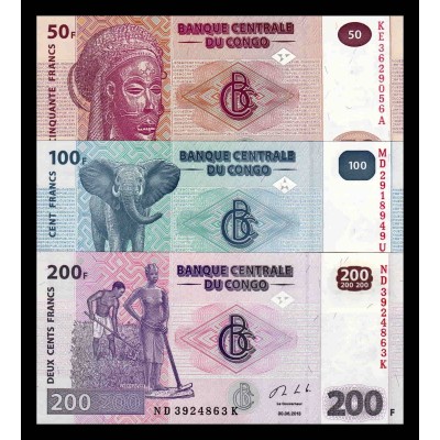 Congo 50-100-200 Francs set...